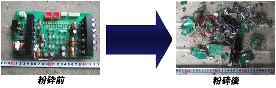 マイティセキュリティで粉砕したプリント基板